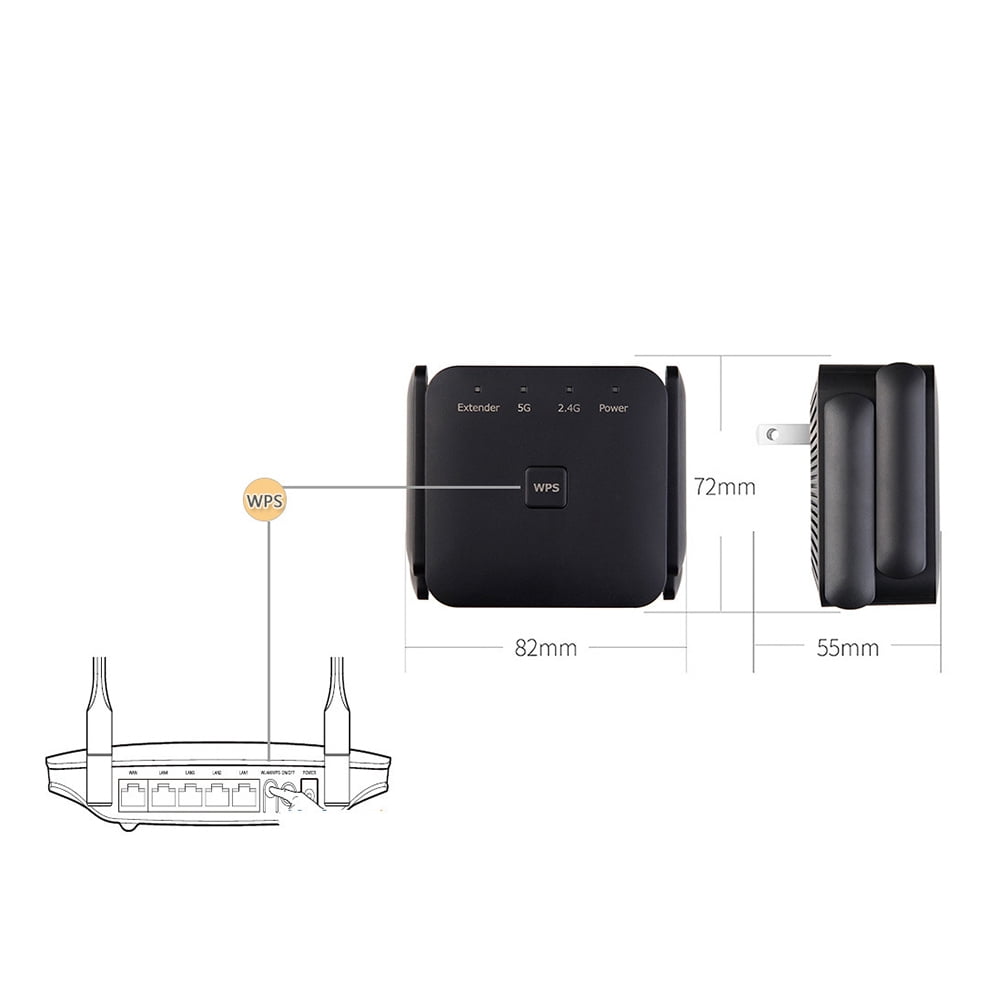 WiFi Extender Signal Booster AC 1200Mbps Dual Bands WiFi Signal