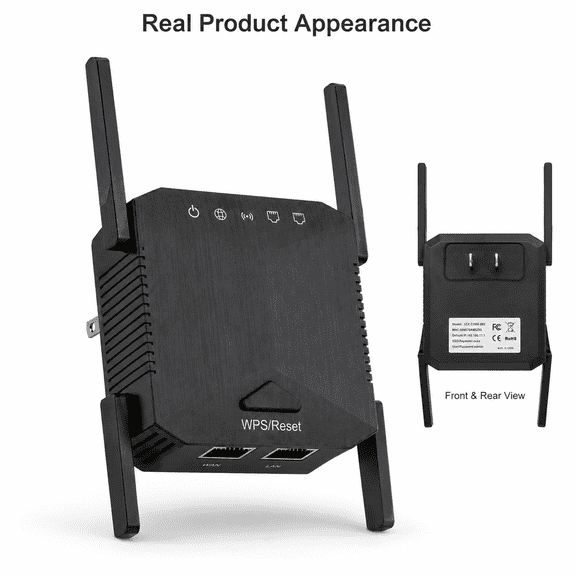 WiFi Extender Signal Booster for Home, 1200Mbps Dual Band 5GHz/2.4GHz WiFi Extender with Ethernet Port, Covers Up to 1500 Sq.Ft, WiFi Booster Supports 35 Devices, Easy Setup