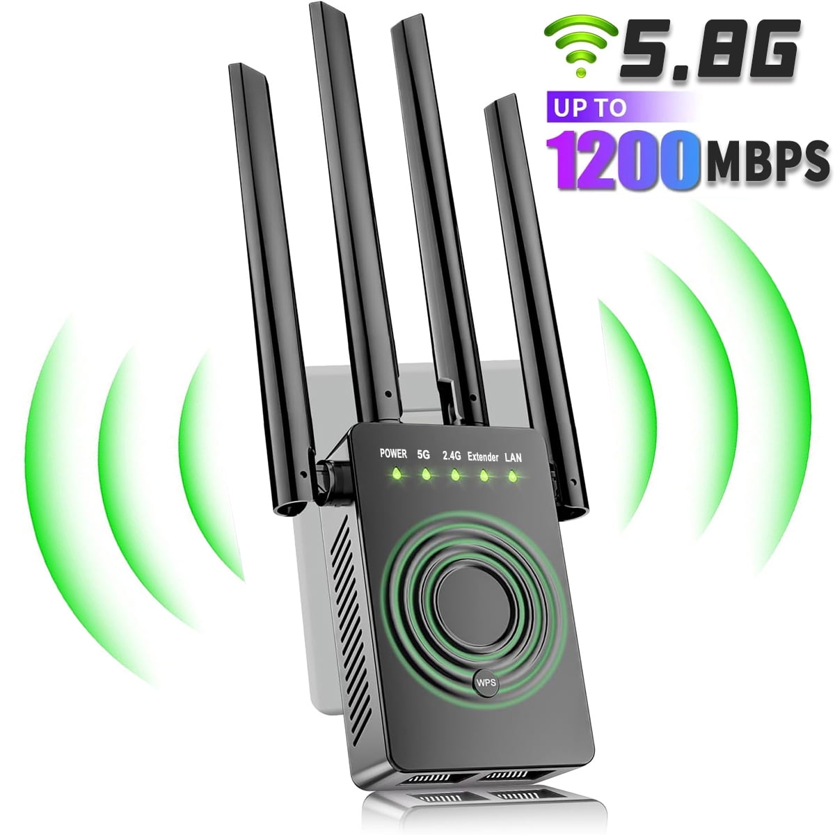 Répéteur WiFi 1200 Mbps Double Bande (2.4G/5G) - 2 Ports LAN - Compatible WiFi 4/5/6 - Installation Facile