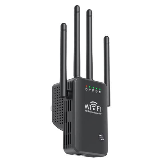 WiFi Extender Signal Booster for Home Long Range Wireless Internet Repeater with 4 Antennas Gigabit LAN Port Quick Setup Amplify Coverage up to 300m Stable Connection Universal