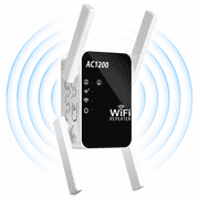WiFi Extender Signal Booster for Home AC1200, Wireless Range Internet Booster with Ethernet Port & Wps One-Touch Setup, Long Range Extender Repeater
