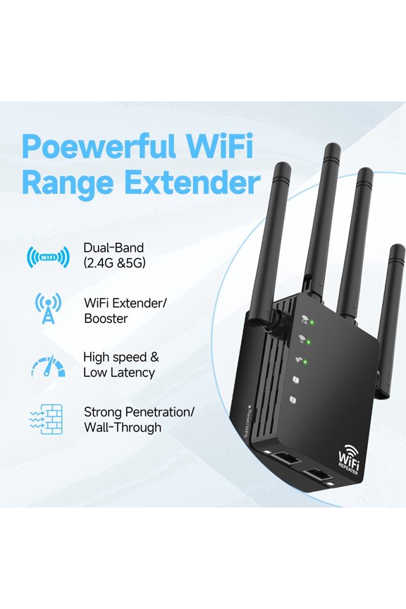 WiFi Extender Signal Booster for Home, Long Range Internet Booster with Ethernet Port, WiFi Repeater up to 12880 Sq Ft and 105 Devices