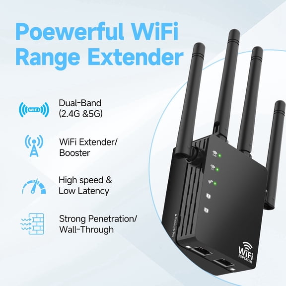 WiFi Extender Signal Booster for Home, Long Range Internet Booster with Ethernet Port, WiFi Repeater up to 12880 Sq Ft and 105 Devices