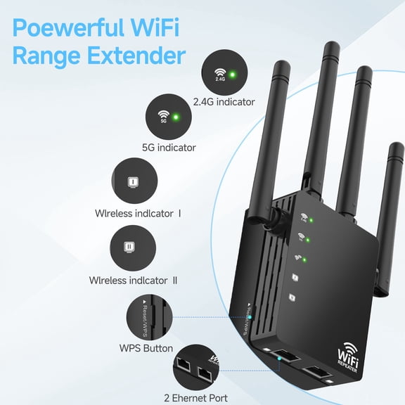 WiFi Extender Signal Booster for Home, Long Range Internet Booster with Ethernet Port, WiFi Repeater up to 12880 Sq Ft and 105 Devices