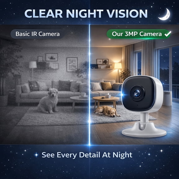 WiFi-Free Security Camera, HD Indoor Surveillance, AI Human/Pet/Vehicle Detection, Designated Area Monitoring, Night Vision, Cloud & 256GB TF Card, 2.4G WiFi+Hotspot+Bluetooth, USB-Powered, Two-Way