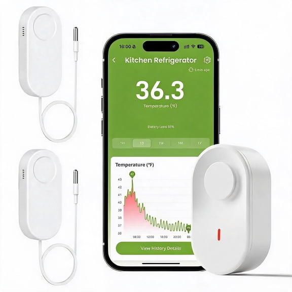 WiFi Freezer Thermometer with Email and App Alerts 2 Remote Wireless Temperature Sensors