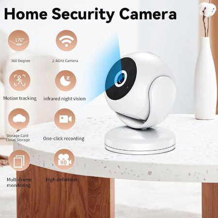 WiFi Home Security Camera 1080P, Indoor Surveillance Camera with 170 ° Wide Angle, Motion Detection Alerts, IR Night Vision, Cloud/TF Storage, Magnetic Mount, Wireless Mini Camera (No SD Card)