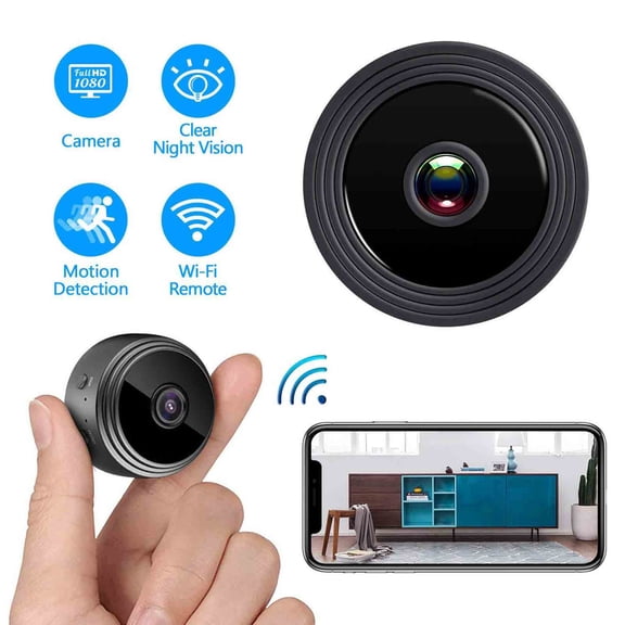 WiFi Home Security Camera, Mini Motion Detection Recorder with IR Lights and Bracket, 1.73 x 0.98 in, Black