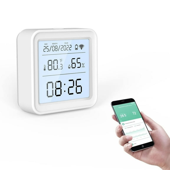 WiFi Indoor Thermometer Hygrometer, Digital Humidity Meter and Temperature Sensor with App Control, Free Data Storage, Notification Alerts for Home, Baby Room, Cellar, Greenhouse