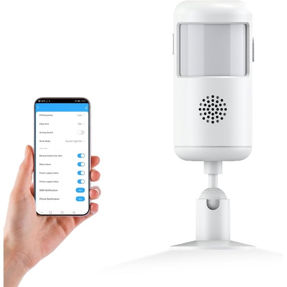 WiFi Infrared Motion Sensor Alarm, Phone and Text Notifications(Value-Added Service), Remote Wireless connectivity, Accurate Detection, 85dB Warning, Pr nt intruders in Home, Garage, expel Enemies