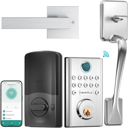 View of WiFi Smart Locks Deadbolt with Keypad, Keyless Entry Digital Front Door ...