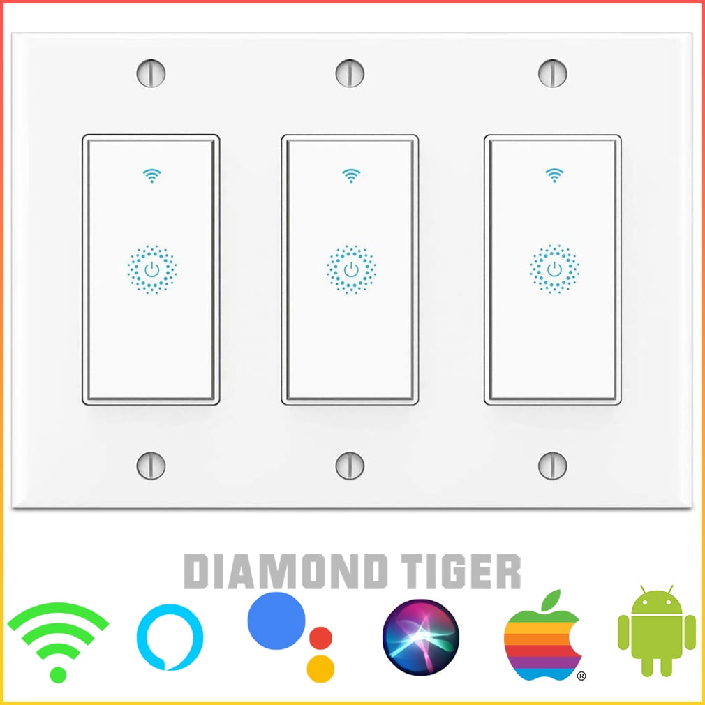 WiFi Light Switch Smart Switch 3 Gang Touch Wall Switch - Compatible with Alexa Google Assistant