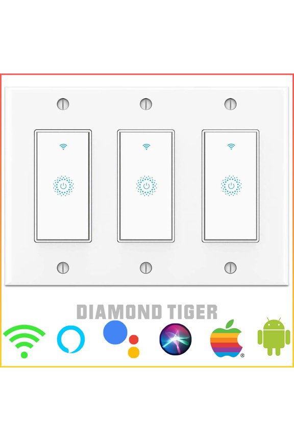 WiFi Light Switch Smart Switch 3 Gang Touch Wall Switch - Compatible with Alexa Google Assistant