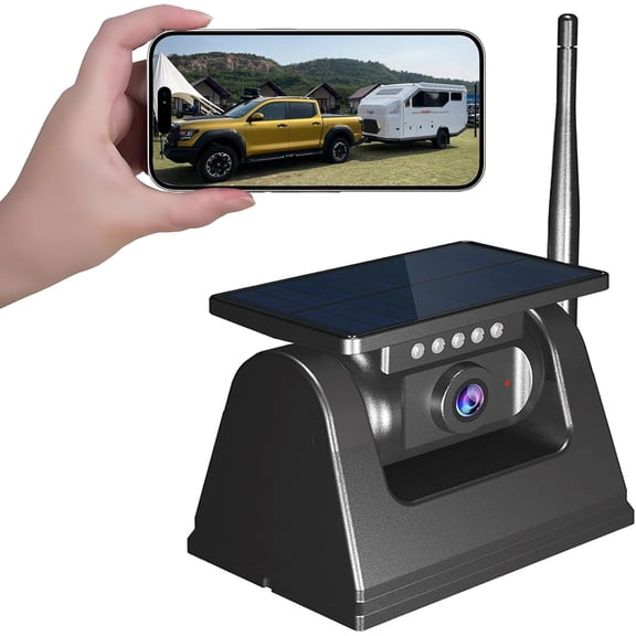WiFi Magnetic Solar Wireless Backup Camera, 10000mAh Rechargeable 1080P Rear View Camera for Truck RV Trailer Camper Car, Night Vision IP67 Waterproof, App for Phone iOS Android