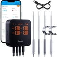 WiFi Meat Thermometer with 4 Probe, Smart Bluetooth Grill Thermometer