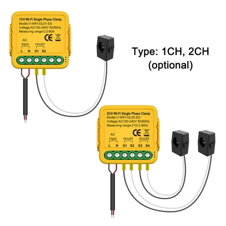 WiFi On-off Controller 80A Energy Meter Current Transformer Clamp KWh Electricity StatisticsDevice Compatible Home for Voice Control