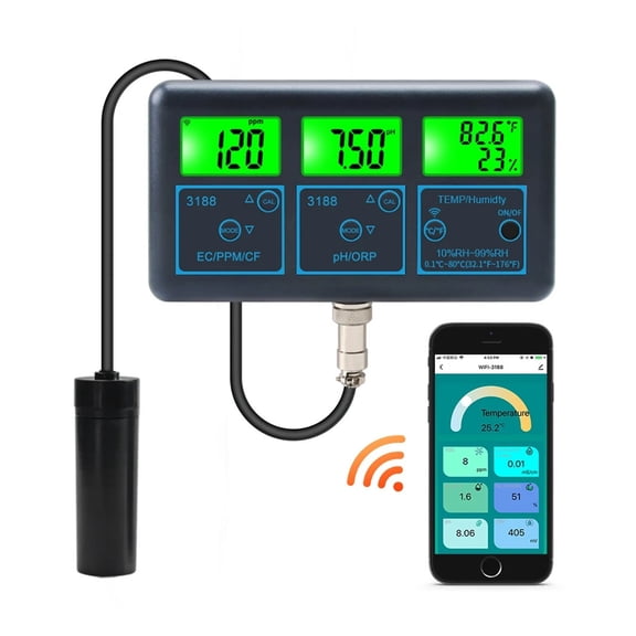 WiFi PH Meter Temp TDS(ppm) EC ORP Water Tester Tuya APP Smart Monitor Digital Analyzer for Aquariums Hydroponics Swimming Pool