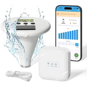 Zuomeng WiFi Solar Wave Pool Alarm, Surface Detection Type, App Remote Control, Dual Alarm (Device & App), Pool Season Safety