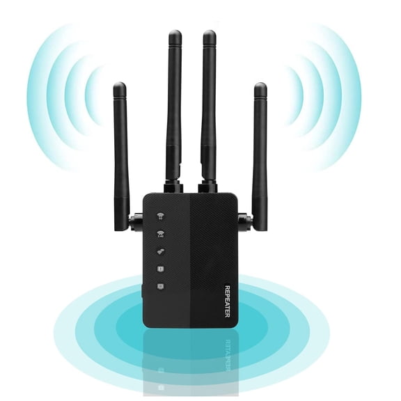 WiFi Range Extender Dual Band Wireless Repeater with Ethernet Port, 4 External Antennas for Improved Home Network Coverage and Device Connection