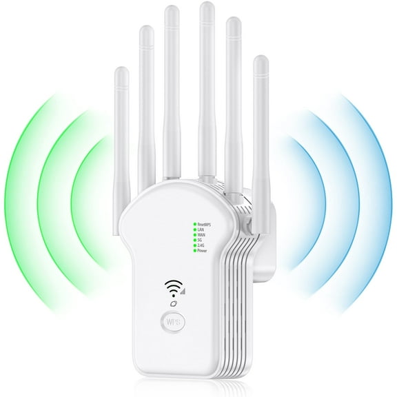 WiFi Range Extender, Hootek WiFi Signal Booster 1200Mbps Dual Band 5GHz&2.4GHz, WiFi Extender Signal Booster for Home, WiFi Repeater with Ethernet Port Covers up to 10000sq. ft and 55 Devices, White