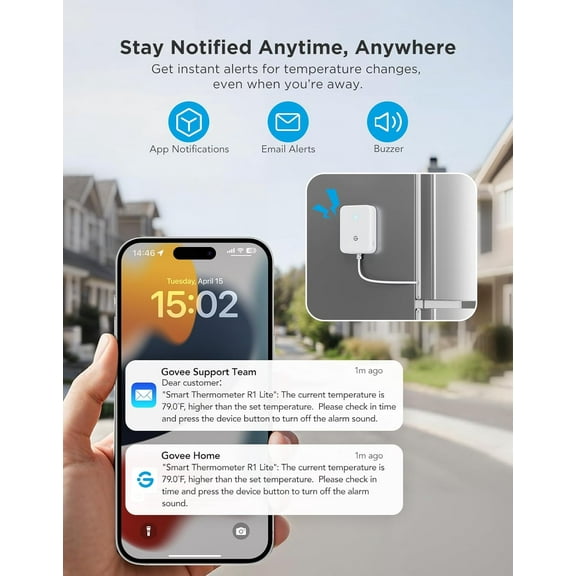 WiFi Refrigerator Thermometer with Alarm, Wireless Digital Freezer Temperature Gauge for Home Kitchen Fridge Hot Tub 2 Pack
