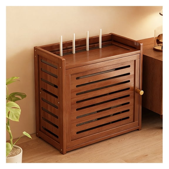 WiFi Router Storage Box, Multifunctional Router Storage Box Made of Bamboo, TV Cable Hide Box, Desk Cable Management for Living Room Hotel Office Bedroom
