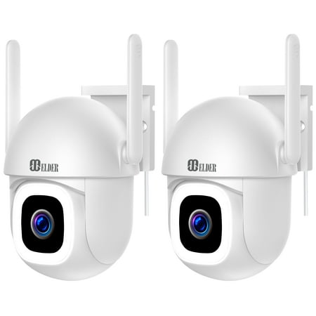 WiFi Security Camera 2K+ Outdoor x2 Pack Semi Wireless PTZ 64GB, DIY Smart Home AI Human Motion, Spotlight Deterrence & Color Night Vision, Works with Hey Google & Alexa, Elder Brand