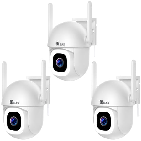 WiFi Security Camera 2K+ Outdoor x3 Pack Semi Wireless PTZ 64GB, DIY Smart Home AI Human Motion, Spotlight Deterrence & Color Night Vision, Works with Hey Google & Alexa, Elder Brand price history and forecast - Elder EL-SP1323ST-WF/64/X3