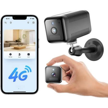 No WiFi Security Camera Built-in 4G SIM Card, 4G LTE Cellular Security Cameras with 6000mAh Battery, HD Portable Car Security Camera, AI Motion Detection Alert, Night Vision, Not Support WiFi