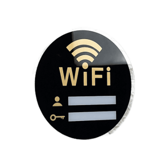 WiFi Sign for Home Air bnb Essentials for Hosts Round Acrylic Wifi Sign for Guests Business Home Restaurant Office Decor Signage Gift Wooden Base Wifi Password Sign for Air bnb Hosts Beach House