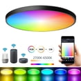 thumbnail image 1 of WiFi Smart Ceiling Light, RGB Color Changing Dimmable Lamp Fixture 3000K-6500K, 24W 2000 Lumen, with App & Voice Remote Control, for Bedroom Living Room Kitchen Party, 1 of 12