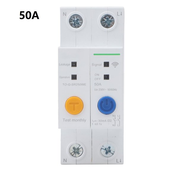 WiFi Smart Circuit Breaker 2P 50A DIN Rail, Remote Control & Timing Automation For Home, Leakage Protection, for EWELINK App And Voice Assistants, Gray