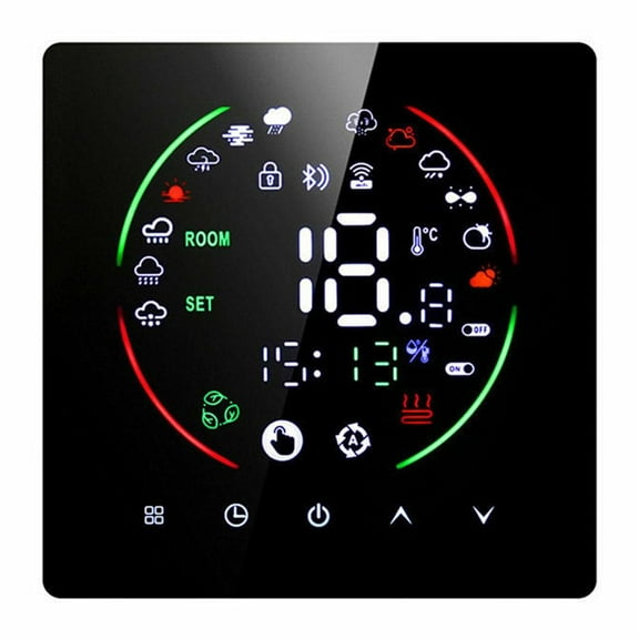 WiFi Smart LCD Thermostat For Tuya, Programmable Floor Heating & Gas Boiler Controller With Touch Screen, Lock, Weather Display, For Alexa, AC 90-240V, Black(16A)
