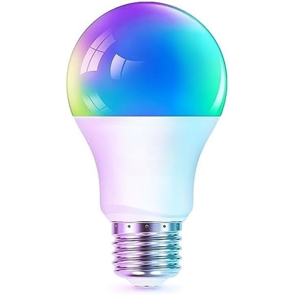 WiFi Smart Light Bulbs, Alexa Light Bulb Work with Alexa, Google Home, RGBTW 16 Million Color Changing Light Bulbs Dimmable, Mood Lighting, 2.4GHz Only, A19 E26 WiFi Bulb 60W 800LM 1 Pack
