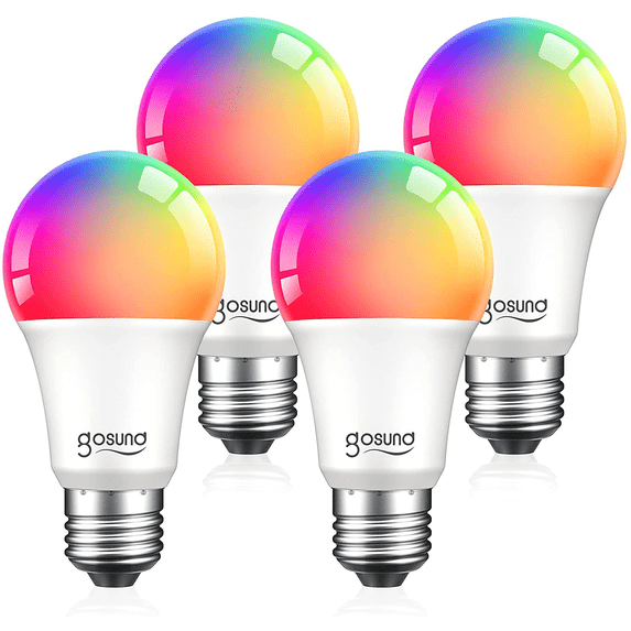 WiFi Smart Light Bulbs, Works with Alexa Google Home, E26 A19 8W 800 Lumens, RGB Warm White, 4 Pack