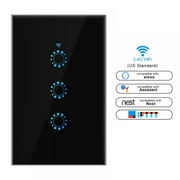 WiFi Smart Light Switch, 1/2/3 Gang Touch Wall Switch, Compatible with Alexa Google Home IFTTT Voice Control
