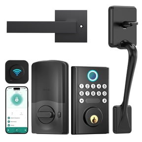 Keyless Entry Door Lock with Handle, Fingerprint Smart Door Lock with WiFi, Keypad & App Control for Front Doors