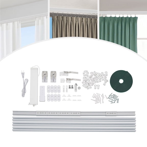 WiFi Smart Motorized Curtain Track, 18W Aluminum Alloy Rail 88.18LBS Max Load Quiet 45dB for Home Office 7.08-13.78ft Window