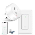 thumbnail image 1 of WiFi Smart Outlet Plug with Remote, Electric Smart Plug with Wall Switch,Compatible with Alexa and Google Home via Tuya,15A/1500W,Remote Control from Anywhere,TUV FCC List(2.4G), 1 of 4