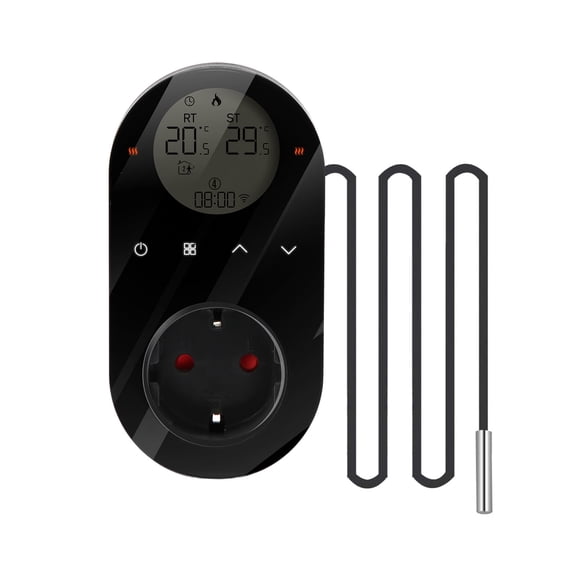 WiFi Smart Outlet Thermostat Plug-In Heating and Cooling Temperature Controller (120x62mm / 4.7x2.4 in) 16A 110-240V Multi-mode Socket Control