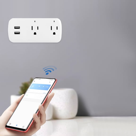 WiFi Smart Plug with 2 AC Outlets & 2 USB Ports, Voice Assistant Compatible, App Remote Control Timer Schedule Function, 2.4GHz WiFi, No Hub Required, ABS Plastic White Smart Socket
