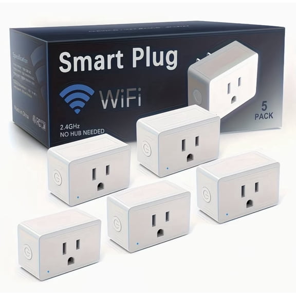 Smart Plug WiFi 5 Pack, 15A Smart Outlet with App Remote Control, Timer & Schedule, Works with Alexa, Google Home, SmartThings & Home Assistant