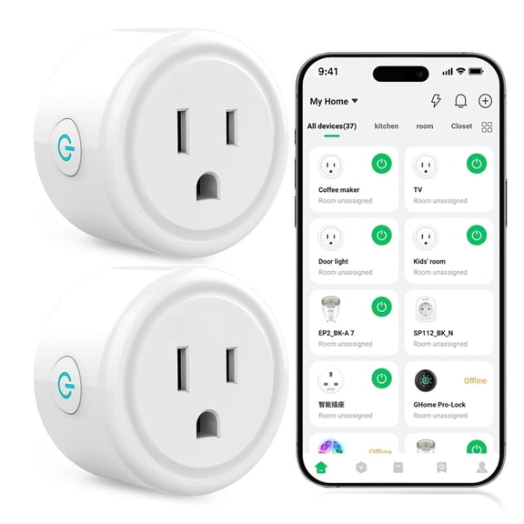 WiFi Smart Plugs Work with Alexa and Google Home, Smart Outlet Timer with APP Remote Control, 2.4GHz Wi-Fi Only, No Hub Required, ETL FCC Listed