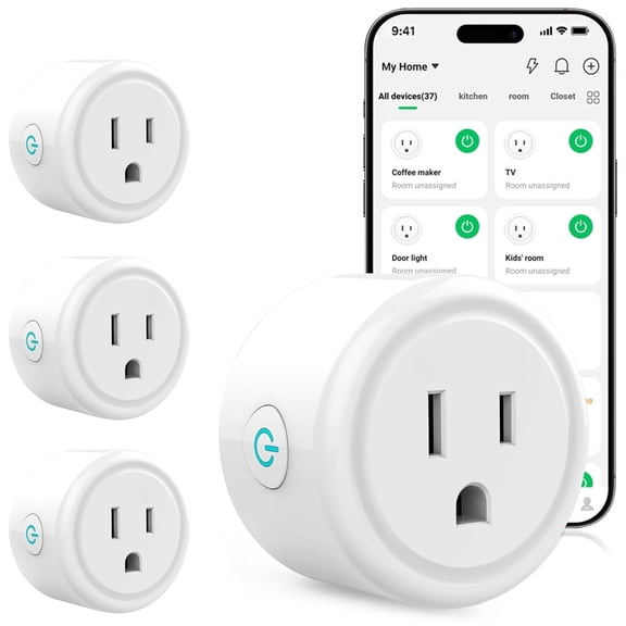 WiFi Smart Plugs Work with Alexa and Google Home, Smart Outlet Timer with APP Remote Control, 2.4GHz Wi-Fi Only, No Hub Required, ETL FCC Listed