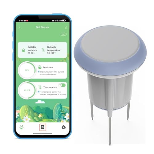 WiFi Smart Soil Sensor: Smart Soil Moisture Meter with App Real-Time Monitoring, Soil Tester with Moisture/Temperature Meter for Garden, Farm and Greenhouse, Compatible with Alexa, Google Home