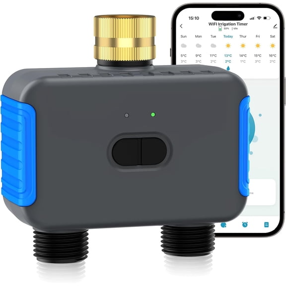 WiFi Smart Sprinkler Timer with Dual Outlet and App Control for Outdoor Garden Lawn