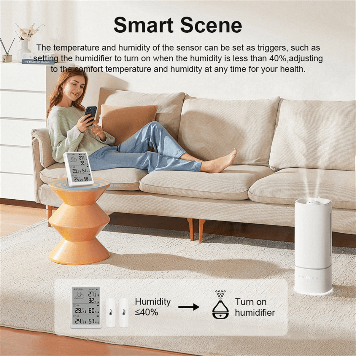 WiFi Smart Temperature Humidity Monitor with Sensor APP Remote Control Digital Temperature Humidity Sensor Voice Control