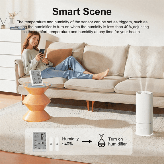 WiFi Smart Temperature Humidity Monitor with Sensor APP Remote Control Digital Temperature Humidity Sensor Voice Control