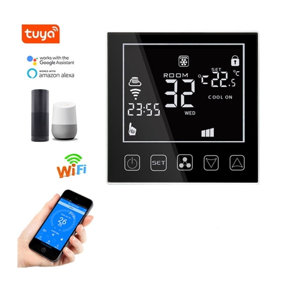 WiFi Smart Thermostat 24V For Central Air Conditioner Fan Coil Units FCU Room Temperature Controller Cooling Heating Ventilation ,Easy to Operate