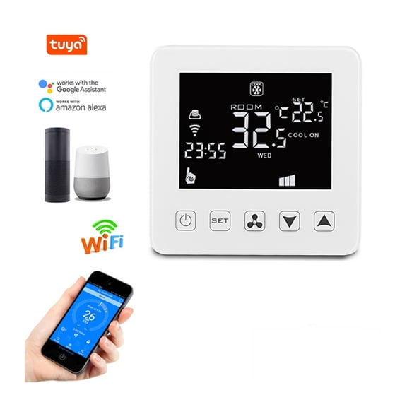 WiFi Smart Thermostat 24V For Central Air Conditioner Fan Coil Units FCU Room Temperature Controller Cooling Heating Ventilation ,Easy to Operate